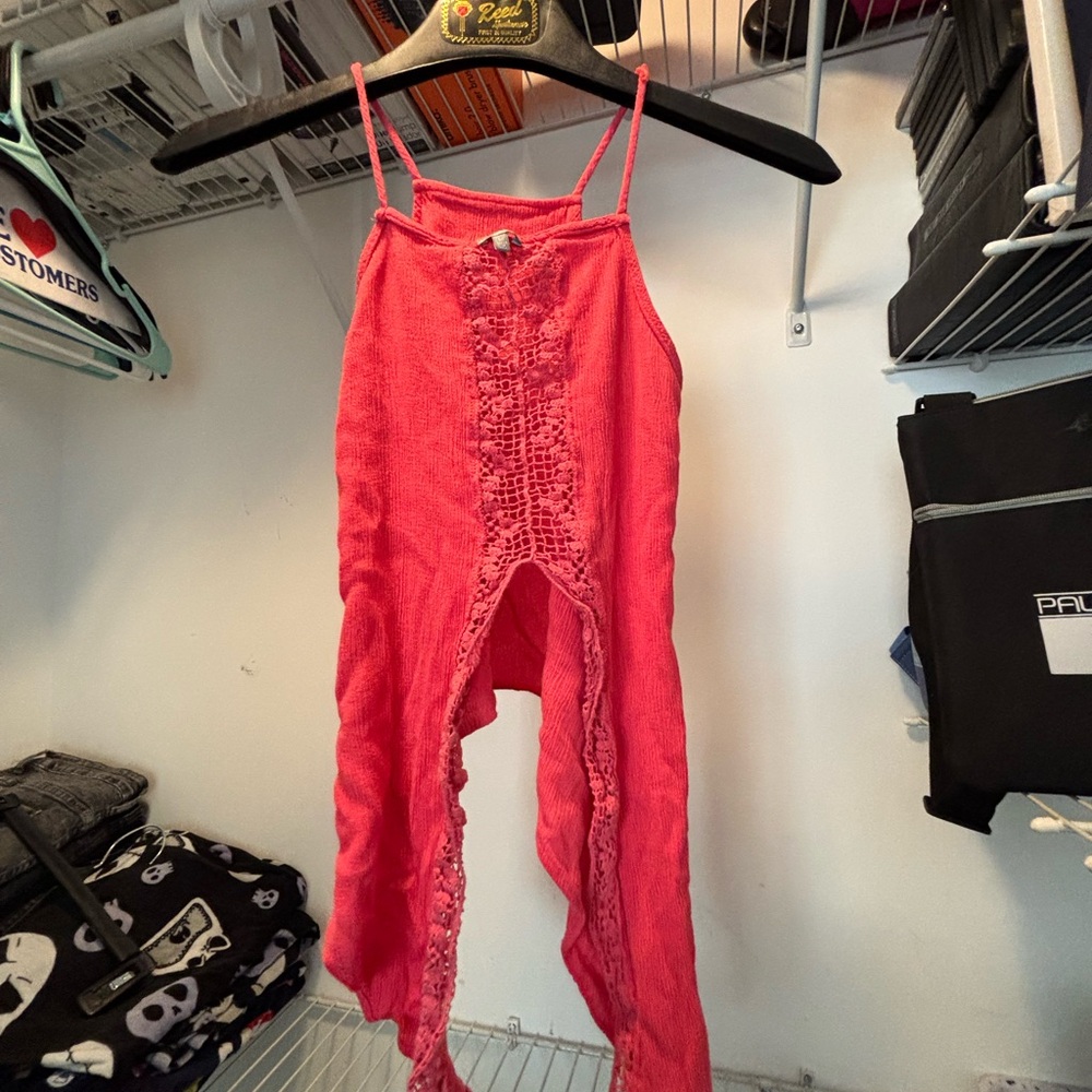 Charlotte Russe Pink Lace Tank Top